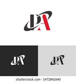 Initial Letter pa uppercase modern logo design template elements. red letter Isolated on black white grey background. Suitable for business, consulting group company.