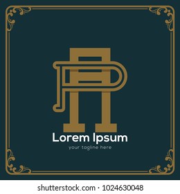 initial letter pa vintage style