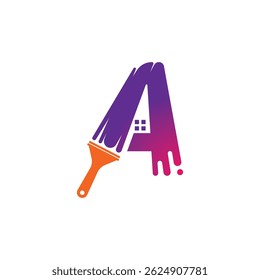 Una letra inicial Pincel de pintura logo icono diseño