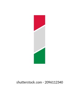 Initial Letter I Paper Cutout with Italian Flag Color Logo Design Template