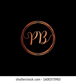 initial letter PB handwriting with circle element template. Creative beauty fashion or clothing. Initial logo of the couple's name in the style of a hand drawing for the concept of marriage - vector