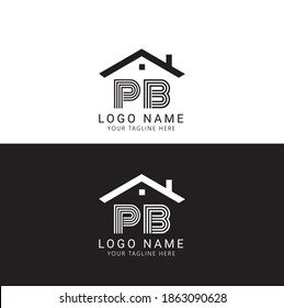 Initial letter PB logo vector design template. Black letter isolated on white background.  Can be used for company logo, construction, home, real estate, building, property or symbol, on modern style.