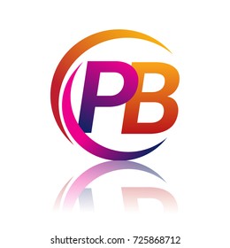 initial letter PB logotype company name orange and magenta color on circle and swoosh design. vector logo for business and company identity.