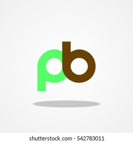 Initial letter PB lowercase logo design template leaf green brown