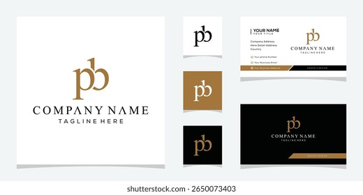 letra inicial pb serif fonte logotipo design, ícone dourado vetor conceito, modelo cartão de visita