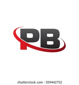 initial letter PB swoosh ring company logo red black