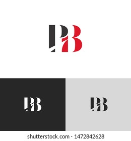Initial Letter pb uppercase modern logo design template elements. red letter Isolated on black white grey background. Suitable for business, consulting group company.