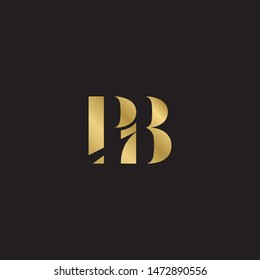 Initial letter pb uppercase modern logo design template elements. Gold letter Isolated on black  background. Suitable for business, consulting group company.