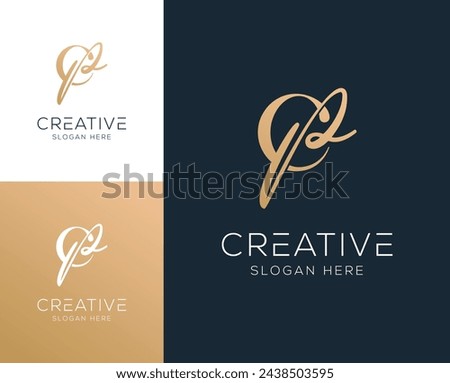 Initial letter PC, CP logo design vector illustration