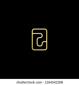 Initial letter PC CP minimalist art logo, gold color on black background.