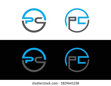 Letra inicial logotipo de PC o imagen vectorial de diseño de iconos