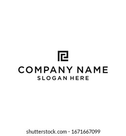 initial letter pc square logo design vector illustration template