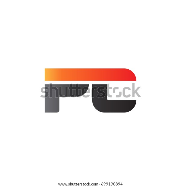 Initial letter PC, straight linked line bold logo,\
gradient fire red black\
colors