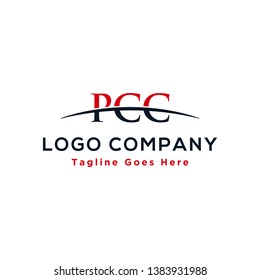 Initial letter PCC, overlapping movement swoosh horizon logo company design inspiration in red and dark blue color vector