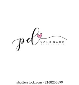 Initial Letter Pd Calligraphy Handwritten Logo Stock Vector (Royalty ...