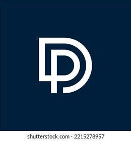 initial letter PD DP combine logo design monoline