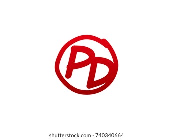 The initial letter PD handwritten logo