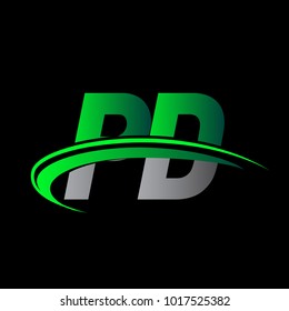 initial letter PD logotype company name colored green and black swoosh design. vector logo for business and company identity.
