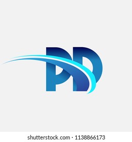 initial letter PD logotype company name colored blue and swoosh design. vector logo for business and company identity.
