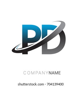 initial letter PD logotype company name colored blue and grey swoosh design. logo design for business and company identity.