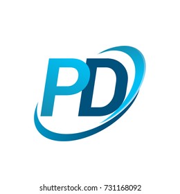 initial letter PD logotype company name colored blue swoosh design concept. vector logo for business and company identity.