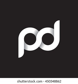 initial letter pd modern linked circle round lowercase logo white black