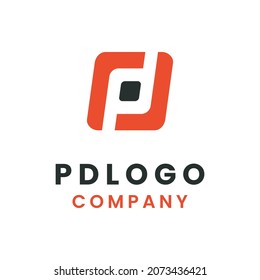 Initial Letter pd with Rounded Square Logo Design Vector
