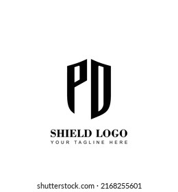 Initial Letter PD Shield shape logo template