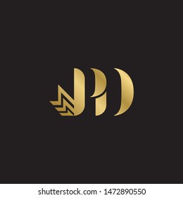 Initial letter pd uppercase modern logo design template elements. Gold letter Isolated on black  background. Suitable for business, consulting group company.