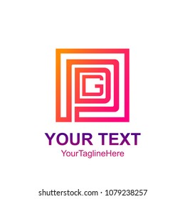 Initial letter PDG logo template colorfull square design for business and company identity