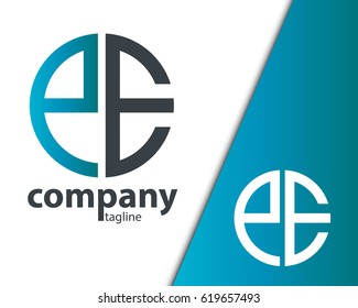 Initial Letter PE EE With Linked Circle Logo