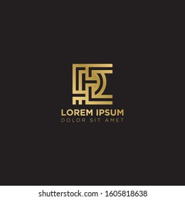 Initial Letter PE linked uppercase overlap modern gold logo vector design template. Suitable for business, consulting group company.