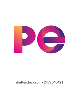 Initial Letter PE Logo Lowercase, magenta and orange, Modern and Simple Logo Design