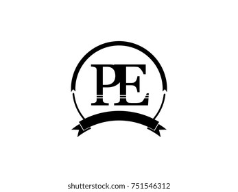 initial letter PE logo monogram retro black