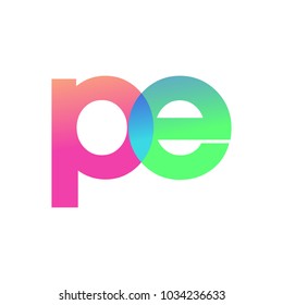 Initial Letter PE Lowercase Logo green, pink and Blue, Modern and Simple Logo Design.