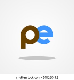 Initial letter PE lowercase logo design template brown coffee turquois
