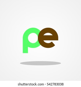 Initial letter PE lowercase logo design template leaf green brown