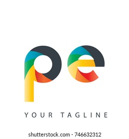 Initial Letter PE Rounded Design Logo