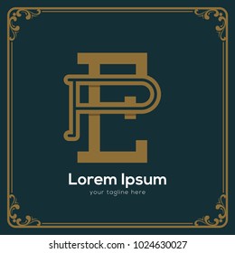 initial letter pe vintage style
