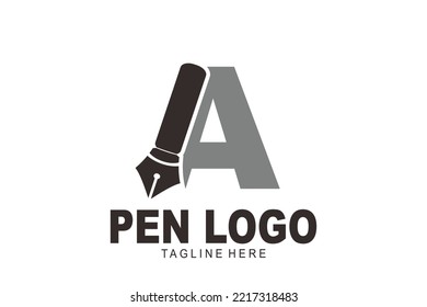 initial Letter A pen logo