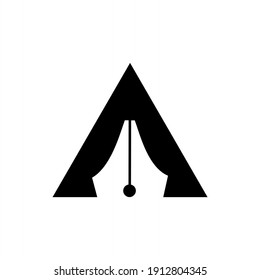 initial letter A pen nib capital black vector logo illustration design isolated background