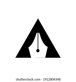 initial letter A pen nib capital black vector logo illustration design isolated background