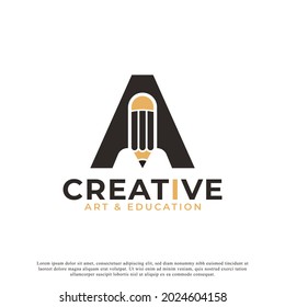 Anfangsbuchstabe A mit Stift-Logo-Design-Symbol Vorlagenelement