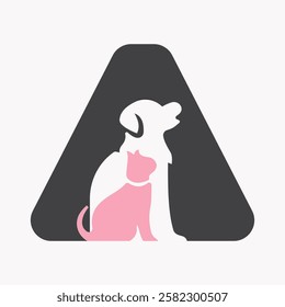 Initial Letter A Pet Care Logo Design Concept With Dog Symbol
