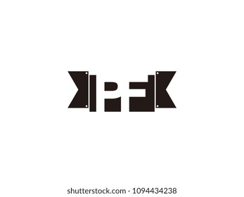 Initial letter pf black ribbon logo design