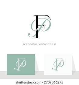Anfangsbuchstabe PF FP Logo Design Vektorgrafik für Paar, Hochzeit und Geschäft