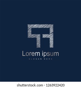 Initial Letter PF Logo Template Vector Design. Silver letter logo