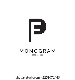 Initial Letter PF Monogram Icon Logo Design Template