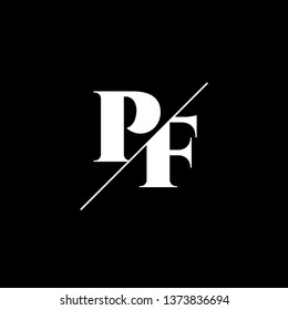Initial Letter PF Monogram Sliced. Logo template isolated on black background