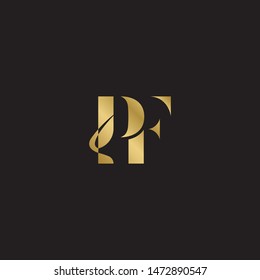 Initial letter pf uppercase modern logo design template elements. Gold letter Isolated on black  background. Suitable for business, consulting group company.